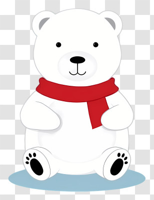 Polar Bear - White Bear With Red Scarf Transparent PNG