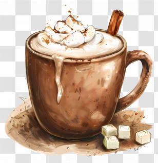 Hot Chocolate - Hot Chocolate With Whipped Cream And Cinnamon Stick Transparent PNG