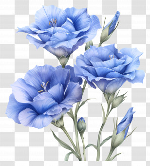 Blue Lisianthus Flower - Beautiful Blue Flowers In Bloom Transparent PNG