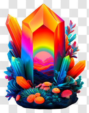 Iridescent Crystal - Vibrant Rainbow Crystal Monument Transparent PNG