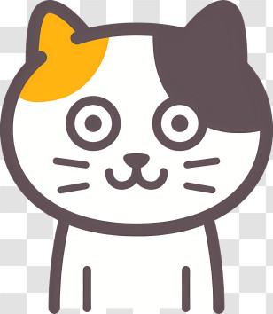Cat - Adorable Cartoon Cat With Black And Orange Patches Transparent PNG