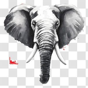 Elephant Ink Painting - Majestic Elephant Head Illustration Transparent PNG