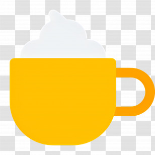Cappuccino Coffee - Yellow Cup With Foam Transparent PNG