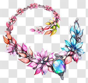 Wedding Flower Mala - Colorful Floral Necklace With Gemstone Transparent PNG