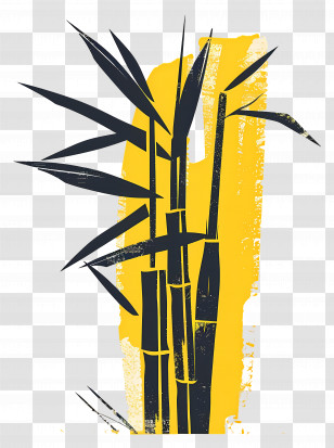 Sugarcane - Bamboo Illustration With Yellow Background Transparent PNG