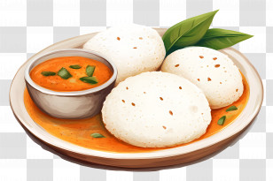Idli - Idli With Chutney On Plate Transparent PNG