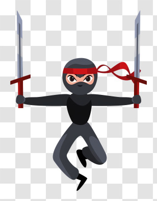 Lego Ninja - Ninja Jumping With Dual Swords In Black Suit Transparent PNG