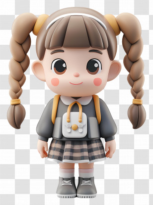 Student Girl - Cute Girl With Braided Hair And Backpack Transparent PNG