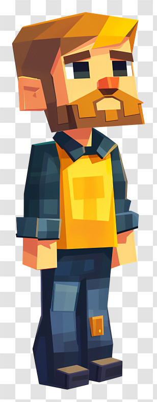 Minecraft - Pixel-Style Bearded Character In Retro Design Transparent PNG