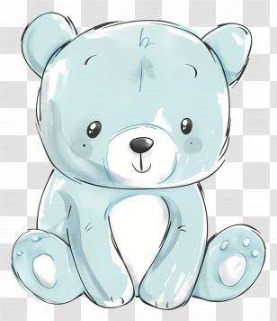 Bear - Cute Blue Teddy Bear Sketch Transparent PNG