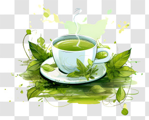 Tea - Green Herbal Tea Cup Transparent PNG
