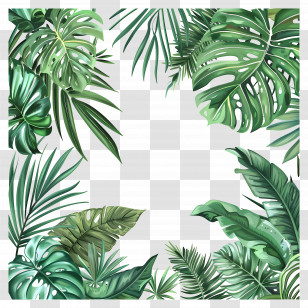 Tropical Leaf Border - Tropical Green Leaves Frame Design Transparent PNG