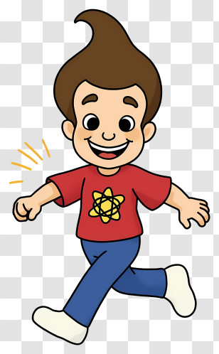 Jimmy Neutron - Boy With Atom Shirt Running Transparent PNG