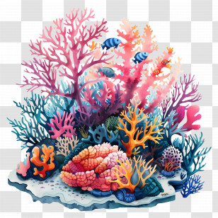 Coral Reefs - Vivid And Colorful Coral Reef Illustration Transparent PNG