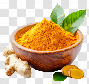 Turmeric Powder - Turmeric Powder And Ginger Root In Wooden Bowl Transparent PNG
