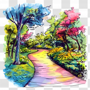 Park Path - Colorful Park Pathway Illustration Transparent PNG