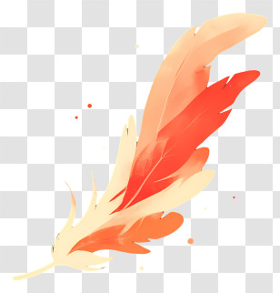Feather Doodle - Soft Orange Feather Transparent PNG