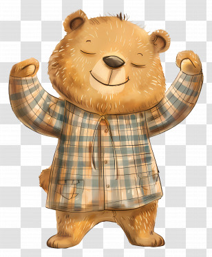 Cartoon Bear - Cartoon Bear In Plaid Shirt Transparent PNG