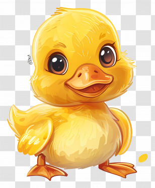 Baby Duck - Cute Yellow Duck Cartoon Illustration Transparent PNG