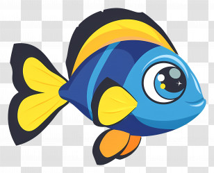 Cartoon Fish - Blue And Yellow Cartoon Fish Transparent PNG