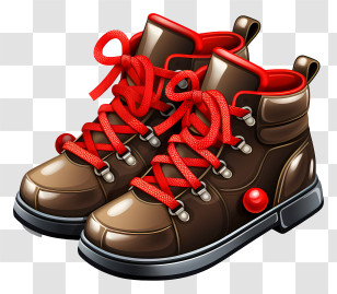Leather Shoe - Hiking Boots With Red Laces Transparent PNG