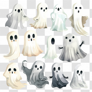 Ghosts - Cute Cartoon Ghost Collection For Halloween Transparent PNG