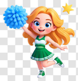 Cute Cartoon Cheerleader Girl - Cute Blonde Cheerleader Cartoon Transparent PNG