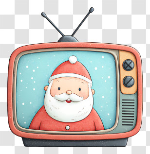 Santa Claus On Tv Screen - Santa On Retro TV Transparent PNG