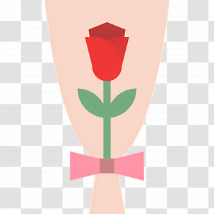 Rose Flower - Red Rose With Green Stem Transparent PNG