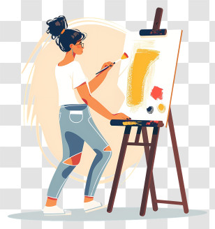 Woman Painting Picture - Artist Painting On Canvas Transparent PNG