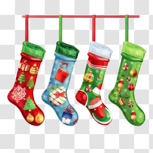 Christmas Stockings
 - Festive Christmas Stockings With Ornaments And Gifts Transparent PNG