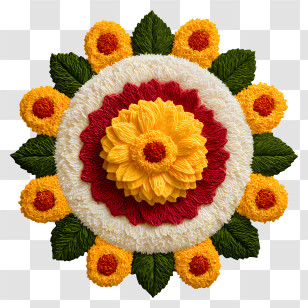 Pookalam - Colorful Floral Rangoli Design Transparent PNG