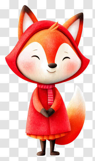 Cute Cartoon Fox - Cute Red Fox In Hood Transparent PNG