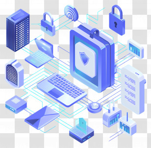 Data Protection - Cybersecurity Technology With Laptop And Lock Transparent PNG