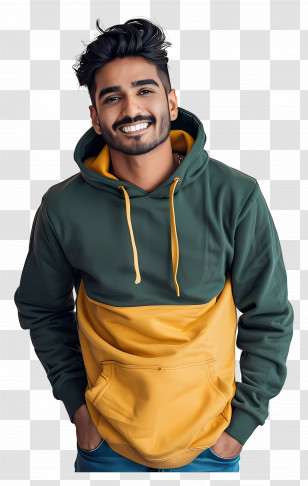 Indian Man - Man Wearing Green And Yellow Hoodie Transparent PNG