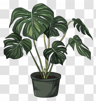 Monstera Leaf - Monstera Plant In A Pot Transparent PNG