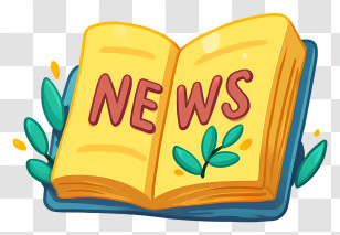 News Logo - News Book With Leaves Illustration Transparent PNG