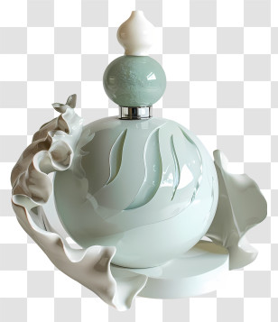 Fragrance Day - Elegant White Glass Bottle Transparent PNG