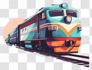Train - Stylish Retro Train Illustration Transparent PNG