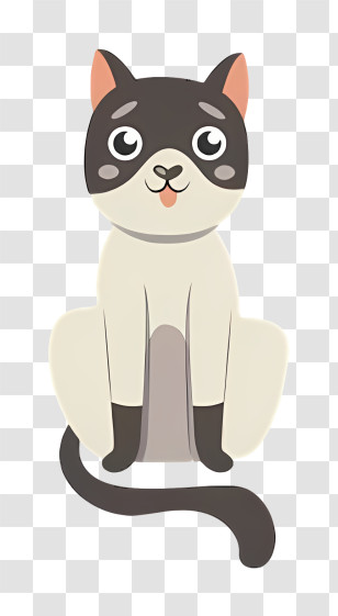 Black Cat - Adorable Siamese Cat Cartoon Illustration Transparent PNG