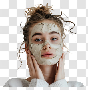 Woman Applying Mask - Woman Applying Clay Mask For Facial Care Transparent PNG