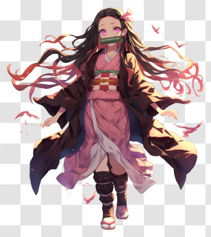 Nezuko Kamado - Anime Girl In Traditional Kimono Transparent PNG