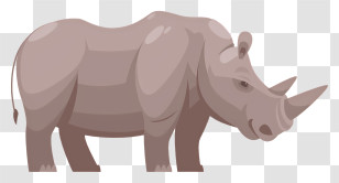 White Rhinoceros - Rhinoceros Illustration With Neutral Colors Transparent PNG