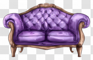 Purple Sofa - Purple Vintage Sofa Design Transparent PNG
