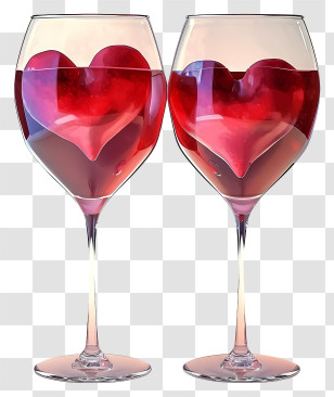 Realistic 3d Valentine Wine Glasses - Heart-Shaped Wine Glasses For Romantic Moments Transparent PNG