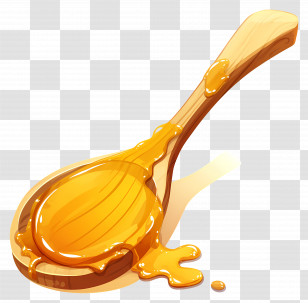 Wooden Spoon - Honey Dripping From Wooden Spoon Transparent PNG