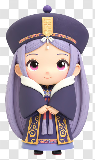 Jiangshi Girl - Adorable Chibi Girl In Purple Robe Transparent PNG