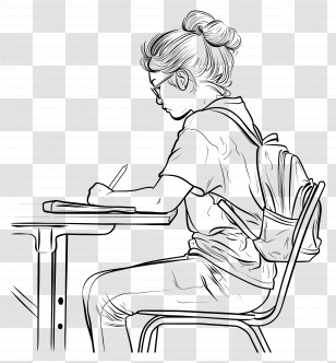 Student - Student Writing At Desk Transparent PNG
