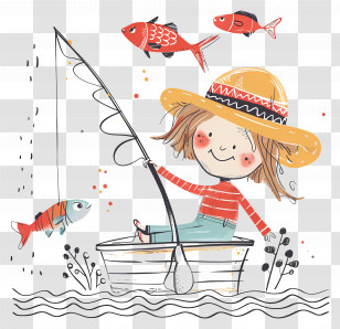 Go Fishing Day - Child Fishing In A Boat Transparent PNG