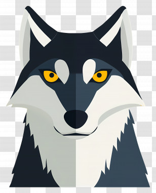 Wolf Head - Wolf Face Illustration With Yellow Eyes Transparent PNG